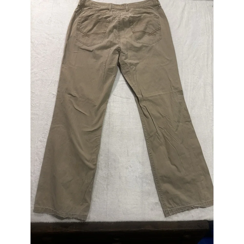 BKE Buckle Mens Pants 38X Khaki Chino Flat Front Uniform Solid Raw Hem‎